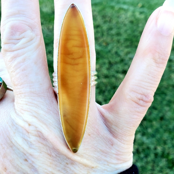 New Huge Chalcedony 925 Silver Ring. - Picture 11 of 12